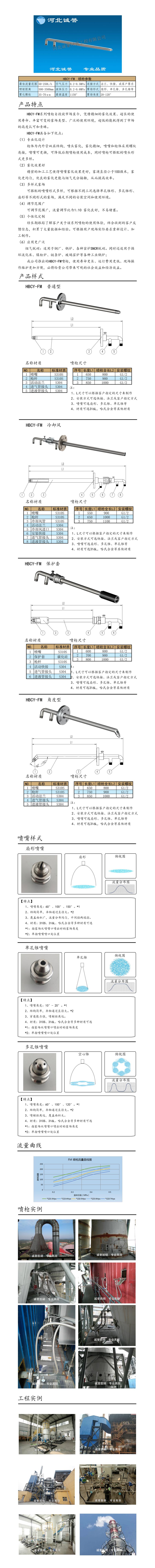 為您提供HBCY-FM-脫硝噴槍保護套、噴槍參數(shù)、材質(zhì)尺寸介紹，流量分布圖、扇形空心錐俯視圖介紹，以及霧化視頻介紹，更多詳細內(nèi)容盡在河北誠譽！